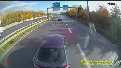 Brake check a semi in France? French police can apparently manifest whenever crimes occur.