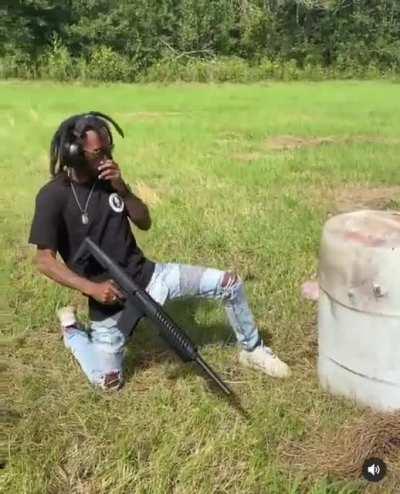 12 gauge point blank to pork butt