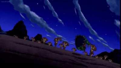 I put The only thing they fear is you over the ultimate humungousaur vs humungousaur army video that u/TrexALpha posted.