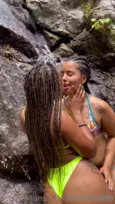 Me and my friend going a little bit wild after a swim :P