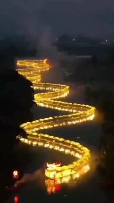 golden dragon made out of bamboo