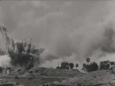 Royal Air Force P-47 Thunderbolt IIs provide close air support during the Battle of Meiktila and Mandalay in early 1945