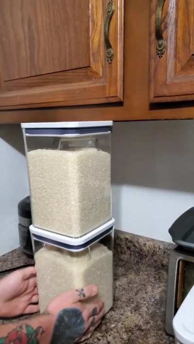 New stackable containers I just got fit perfectly under my cabinets