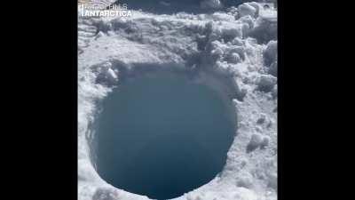 Incredible sounds created as an ice core is dropped into a hole in Antarctica