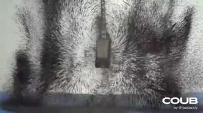 Магнитное поле - реальная визуализация в пространстве. Железные опилки.