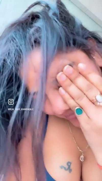 Ruks Khandagale in blue bra 