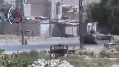 FSA fighters score a RPG hit on a passing Syrian Army BMP, Quneitra Governorate, August 2013