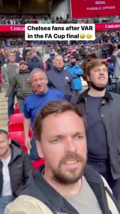 Chelsea fans after they VAR disallowed the goal