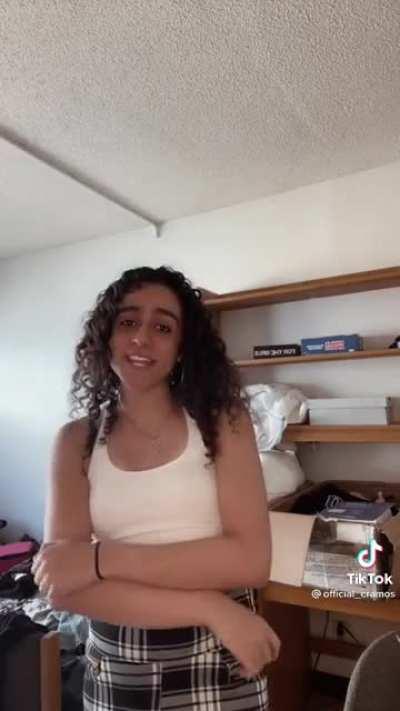 She says, while wearing a plaid skirt