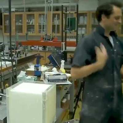 Non-Newtonian fluid, the harder you press, the harder it gets