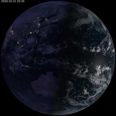 [OC] The Earth seen from geostationary orbit in true visible color.