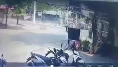 Myanmar military ram a motorbike with their car a few hours ago