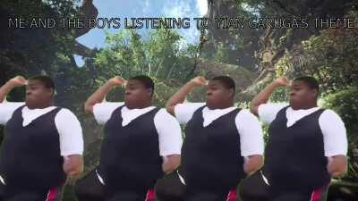 Who would've guessed the overgrown chicken had such a banger for a theme song!