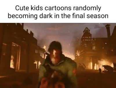 Pyroland inside of a large hole made in soldier's body, soon revealing a burning town