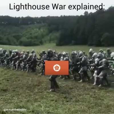 4 seconds long summary of the Lighthouse War