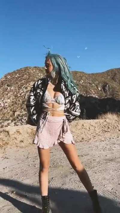 blue hair slow motion