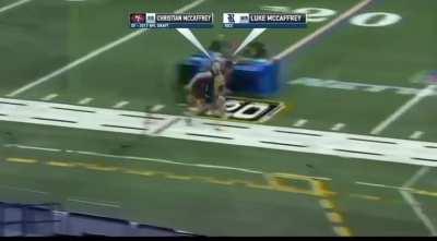 [highlight] Luke McCaffrey is faster than Christian McCaffrey at the NFL Combine. Luke’s 40-yard dash 4.47, Christian’s 40-yard dash 4.48.