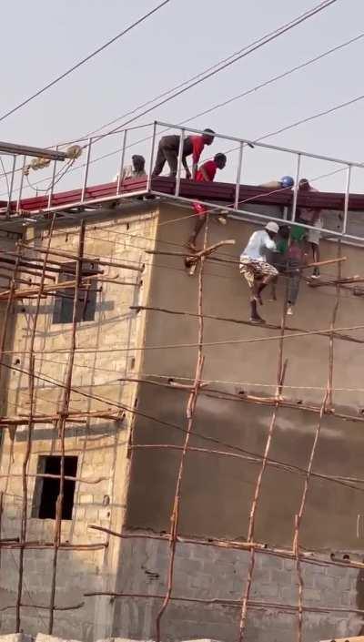 Buddies trying to help an electrocuted man down and this happens 