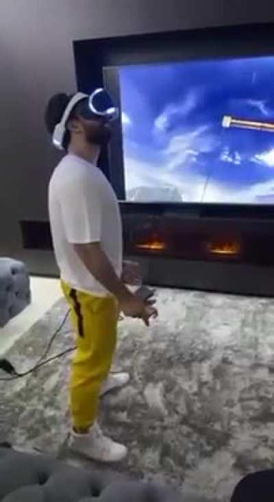 Attempting a jump while using VR.