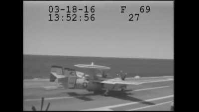 Cable snaps on USS Eisenhower during landing