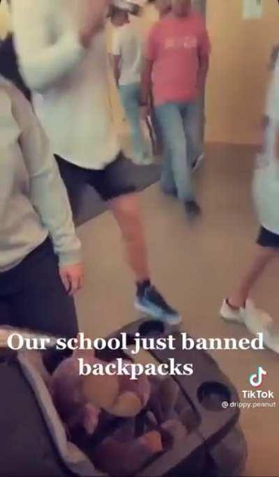 В школе запретили пакеты, так как в них можно спрятать оружие