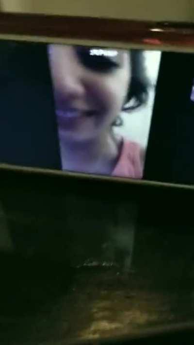 Girl sucks cock in front of her friend via videochat