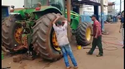 WCGW inflating a tire using gasoline
