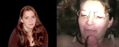 It felt so good to cover her pretty face and glasses with my cum!