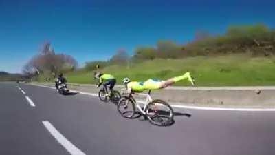 Using aerodynamics for his advantage.