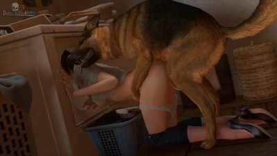 Dog breeds Juli with a sloppy creampie while she is busy (darktronicsfm) [The Evil Within]