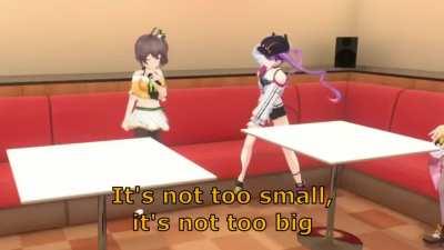 Matsuri appreciating Towa's chest