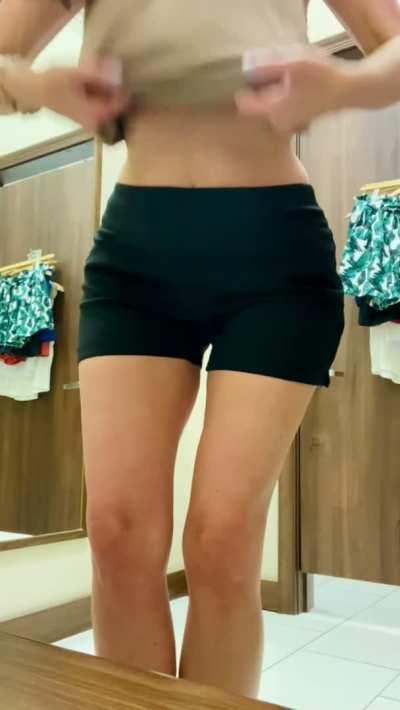 I like being a little naughty in changing rooms... Knowing the people right outside have no idea! [40 Mom]