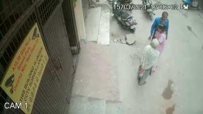 An elderly woman in Delhi's Dwarka area died after she was slapped by her son during an argument. The entire incident was caught on a CCTV camera.