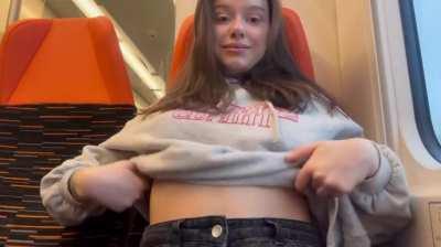Is it too much to ask for a cumshot on my tits on the train?🥹