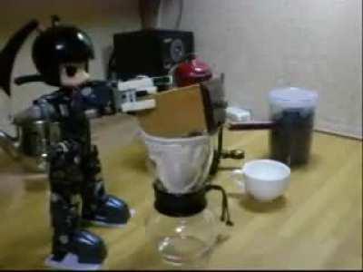 Japan Kondo KHR-3 robot making coffee