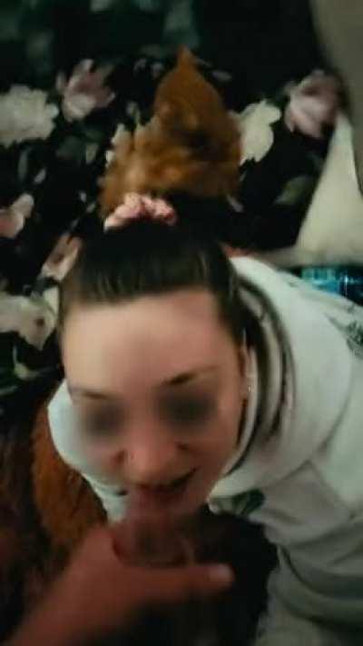 quick, cum on my face, while i fondle your balls :3