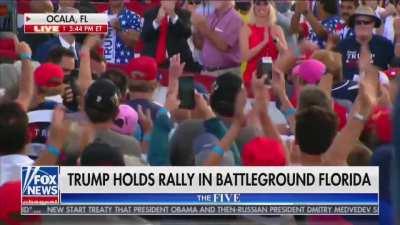 The crowd erupts as President Trump stopped mid-rally to honor and thank a 100 year old vet!