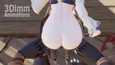 Eula on table (3dimmanimations )[genshin impact]