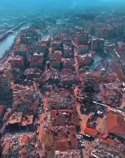 Debris view after the earthquake Turkey, Hatay. (08/02/2023)