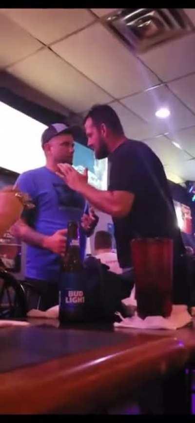 Drunk twat harasses a man minding his business