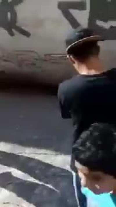 Water tank fell off the hill (aftermath showing car crushed thin), Brazil, Aug 24, 2020