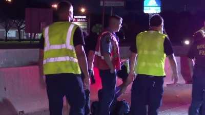 Sedan strikes firetruck