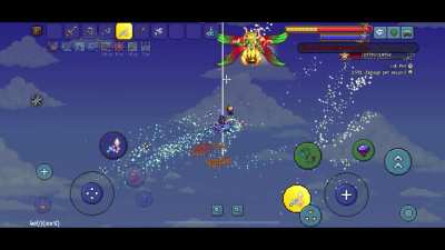 Beating Daytime Empress of Light in Terraria Mobile Hardcore Mode.