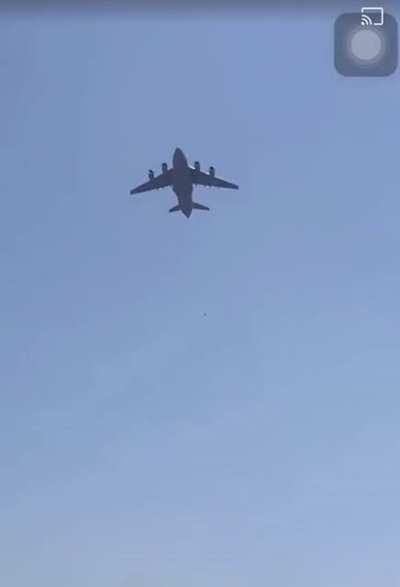 GRAPHIC VIDEO . Two to three people have fallen to their deaths from the American transport plane after it took off in Kabul.