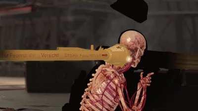 This is what happens if you shoot the rockets on a Neunfaust.