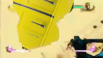 Marine summons her stand, God Dog Korone, on Jotaro