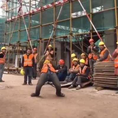 Morning routine at Majima Construction..