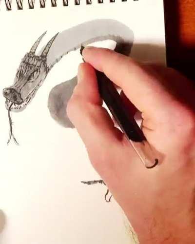 Third-Eye Dragon, me, ink and gouache, 2022