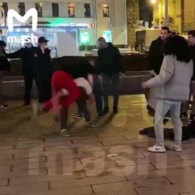 Man gets hit with the White Noise.