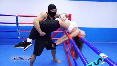 Lora taking a beating, love how she arches her back after each blow (Apologies no trades, go to lady2fight.com)